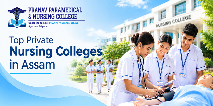 Nursing students practising patient care at a private nursing college in Assam