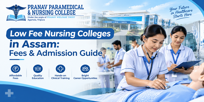 Nursing students practising patient care at a low fee nursing college in Assam